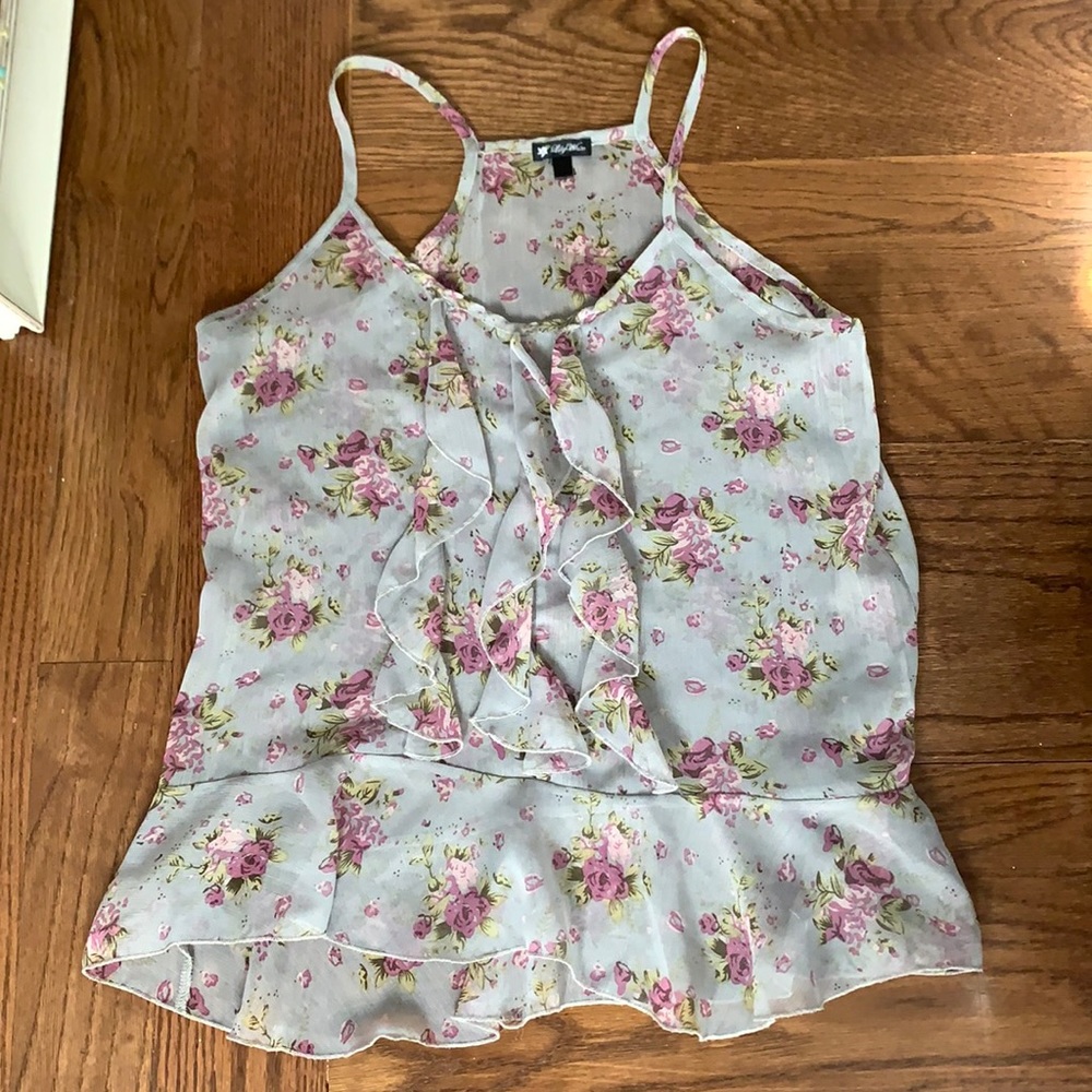 Sheer floral tank top